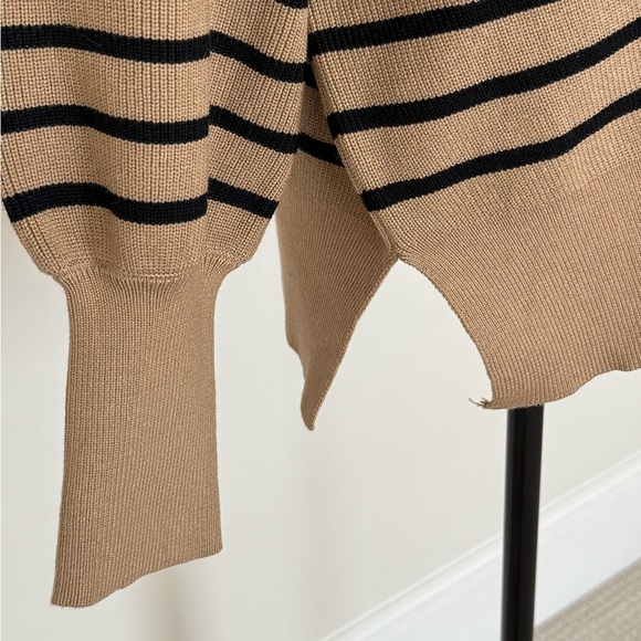 Lillusory Tan & Black Striped Sweater | Oversized Knit Pullover | Size M - Picture 3 of 6